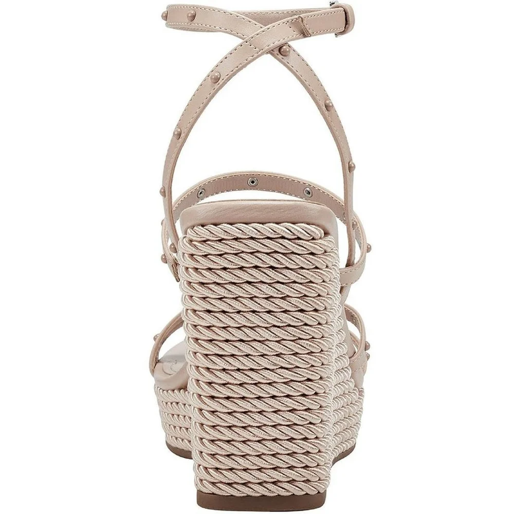 Marc Fisher Studded Espadrille Wrapped Rope Platform Sandals 10 M Blush Beige - Picture 4 of 12